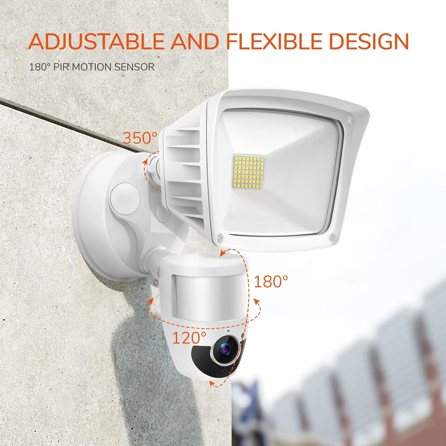 JJC Security Floodlight Camera Outdoor, 1080P Motion Sensor Outdoor Lights with Camera(4 Working Modes), 2800 Lumen Brightness, IP65 Weatherproof