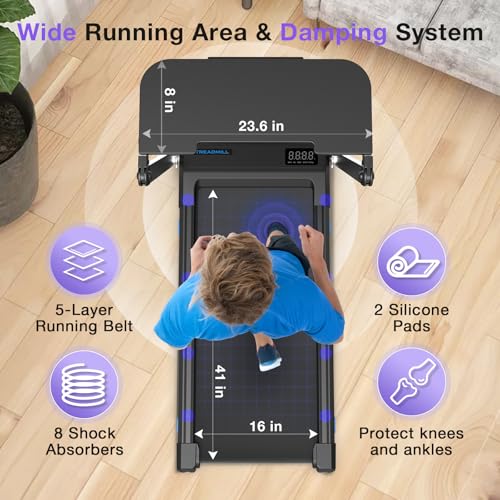 3 in 1 Foldable Treadmill with Desk Workstation - 3.0HP & 350 lb Capacity, Under Desk Treadmill with Incline for Home Small