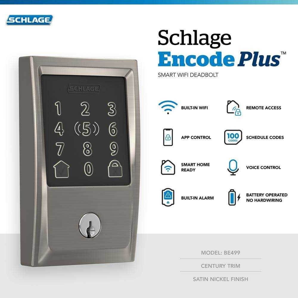 Schlage Encode Plus Satin Nickel Metal WiFi Deadbolt with Century Trim BE499WBVCEN619 - Shop Hardware Tools Online Store