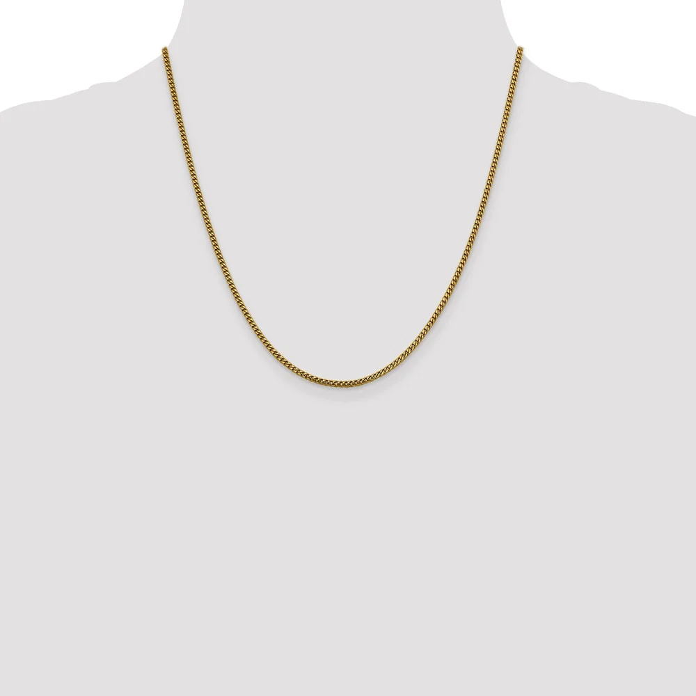 Leslie's Real 14kt Yellow Gold 2mm Franco Chain; 20 inch; Lobster Clasp; for Adults and Teens; for Women and Men