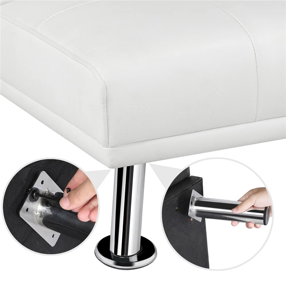 Yaheetech Modern Faux Leather Futon Sofa Bed Home Recliner Couch, White