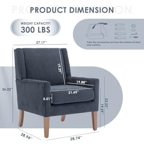 COLAMY Modern Wingback Living Room Chair, Upholstered Fabric Accent Armchair