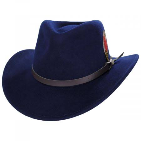 Scala Dakota Wool Crushable Outback Hat: Size: S Navy Blue