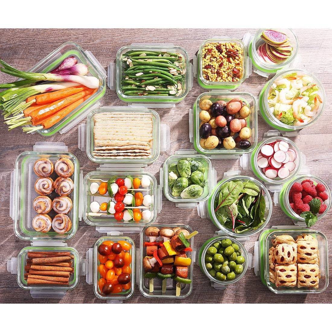 Kinetic Gogreen Glassworks 44 Piece Oven Safe Glass Food Storage Container Set