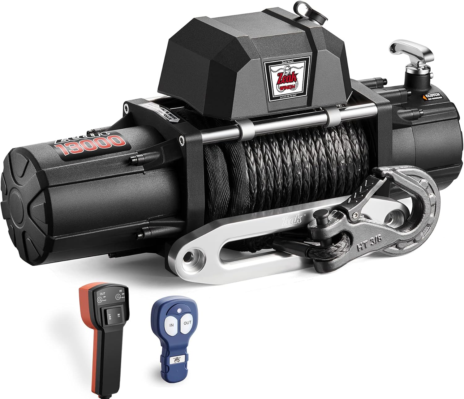 ZEAK 13000 lb. Premium Electric Winch 12V Waterproof Synthetic Rope, Wireless Remote, for Truck SUV