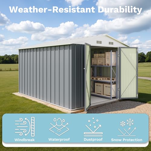 Greesum 5×3 FT Outdoor Storage Shed, Metal Storaged Sheds Without Floor, Tool Sheds with Lockable Doors and Sloping Roof for Garden, Patio, Backyard