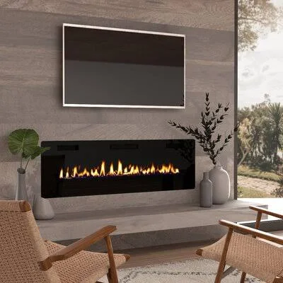 Marjo Wall Mounted Electric Fireplace Wrought Studio Size: 18.1x22 H x 60x22 W x 3.9x22 D