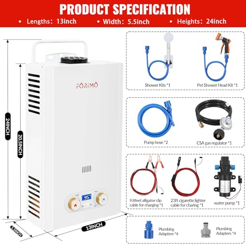 Tankless Water Heater Propane,2.64GPM 10L Outdoor Portable water heater,with 2 GPM Water Pump