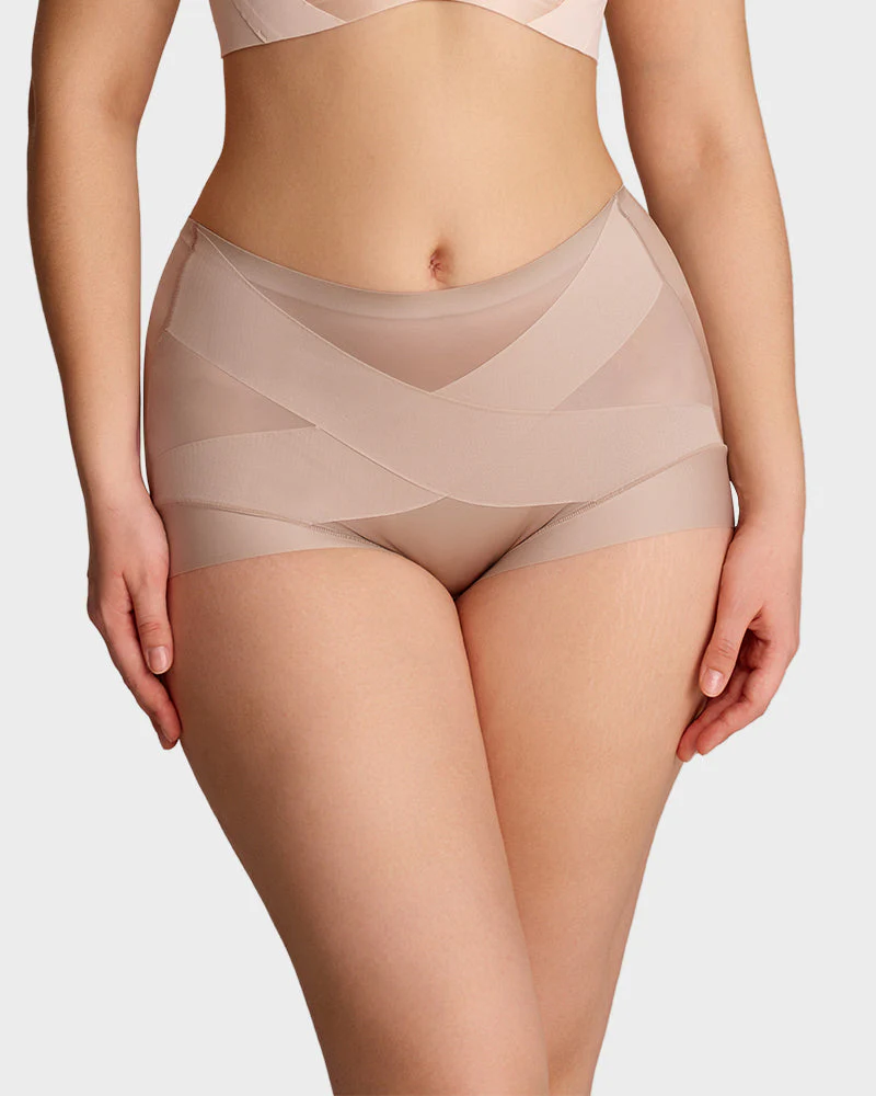 High-Waist Cross Compression Shaping Panties （6 Pack）