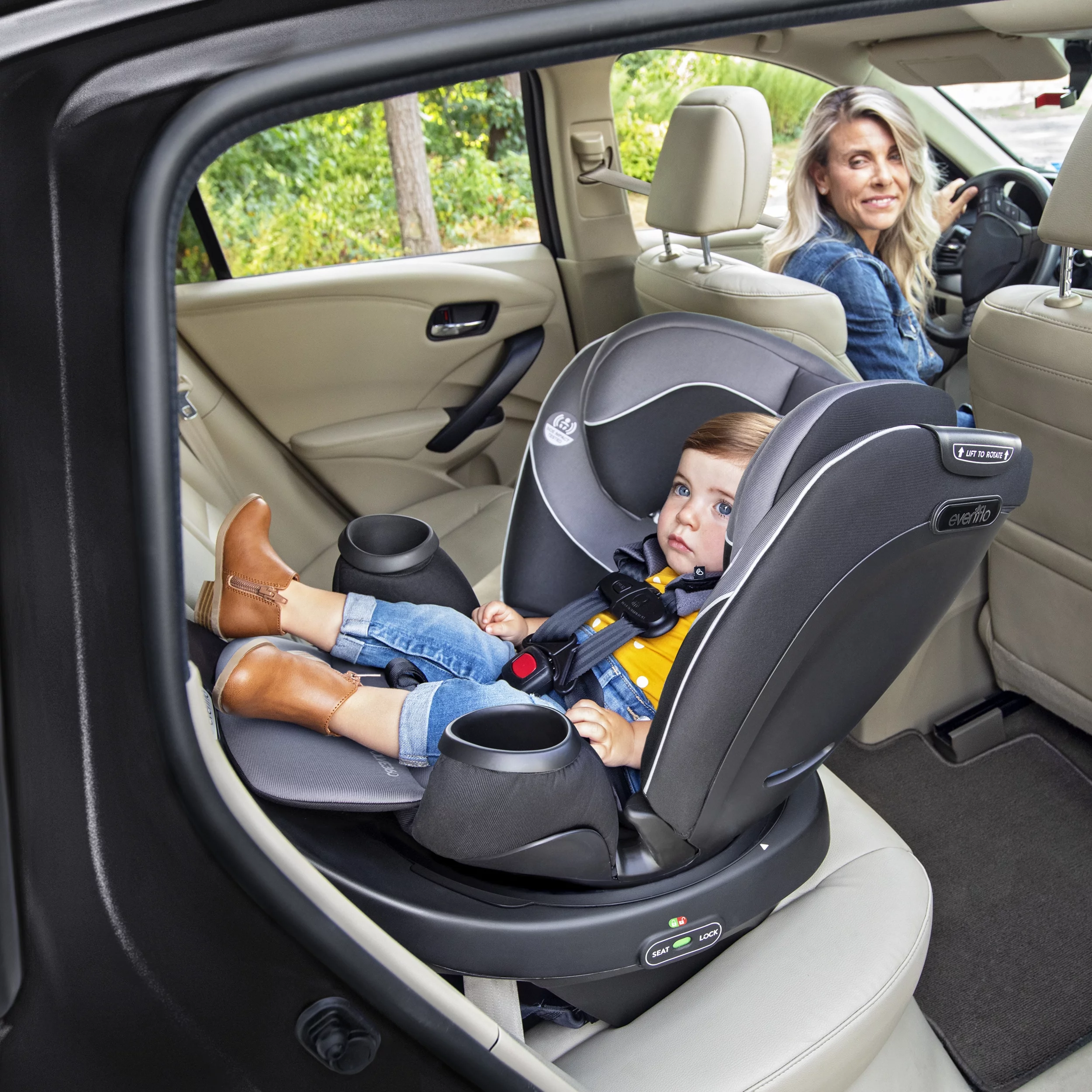 Evenflo Revolve360 Rotational All-In-One Convertible Car Seat (Amherst Gray) - Radiant Selections