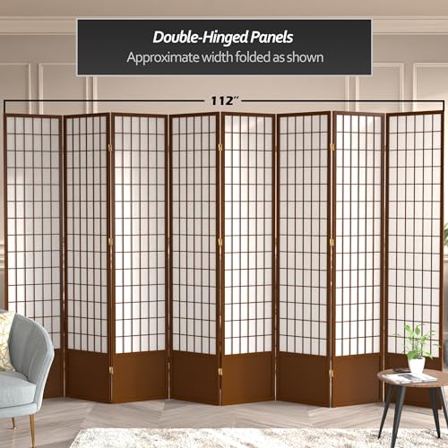 Red Lantern 7 ft. Tall Window Pane Shoji Screen-White-3 Panels Room Divider