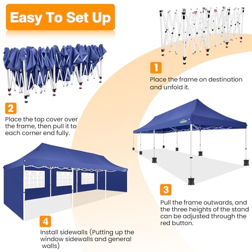 10x10 Pop Up Canopy Tent with 4 Sidewalls and Mesh Windows 2.0