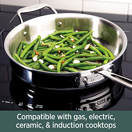 All-Clad D5 5-Ply Brushed Stainless Steel Cookware Set 14 Piece Induction Oven Broiler Safe 600F Pots and Pans Silver