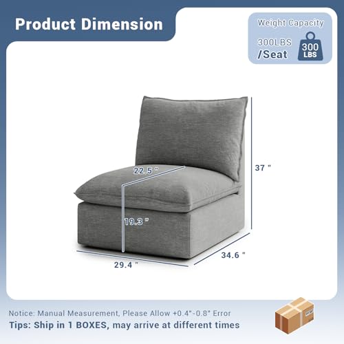 Cloud Modular Sectional Sofa, Waterproof Down Filled Sectional Sofas, High Backrest V Shaped 5 Seater Sectional Couches for Living Room