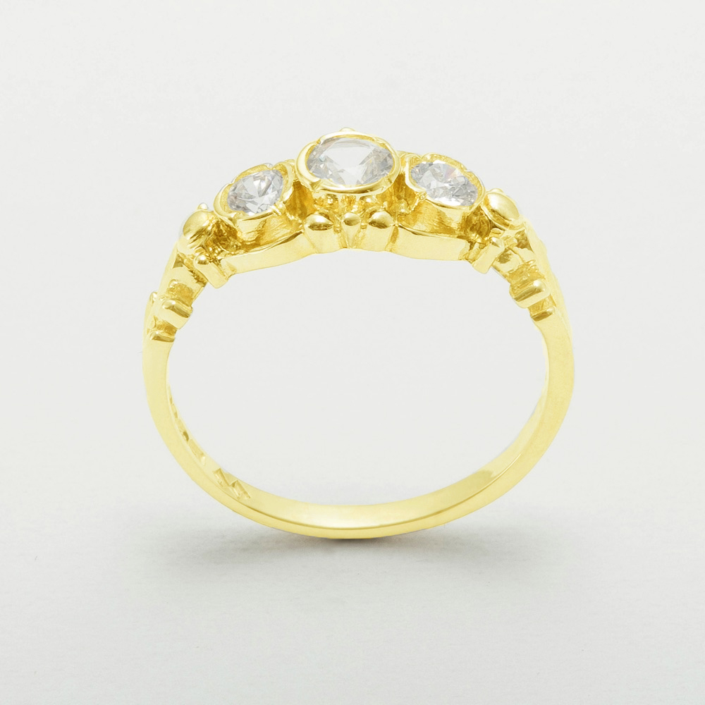 LBG British Made 9k Yellow Gold Cubic Zirconia Womens Anniversary Ring - 33 size options - Size 10