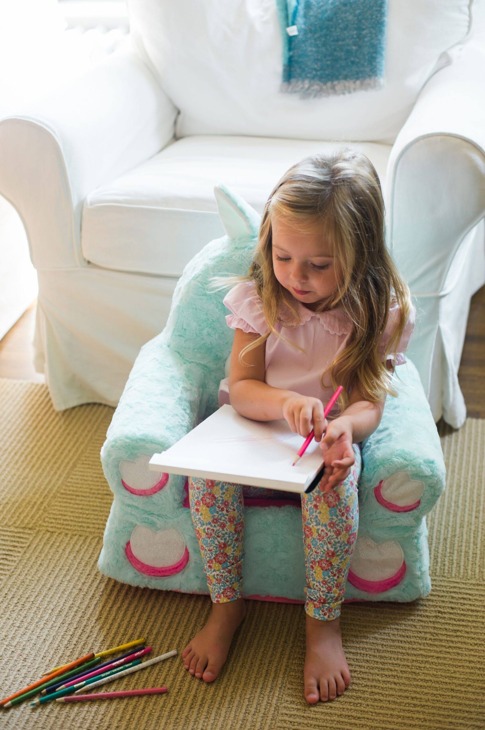 Sweet SEATS Adorable Teal Unicorn Children&s Chair, Machine Washable Removable