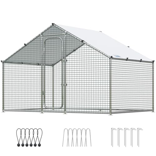 Quictent Large Metal Chicken Coop Run for 10+ Poultry with Galvanized Hardware Cloth and Waterproof Roof Cover