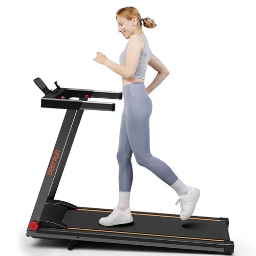 DeerRun Treadmills for Home with Incline and Handles, 3.5 HP Foldable Treadmill 350 LBS Weight Capacity for Small Spaces