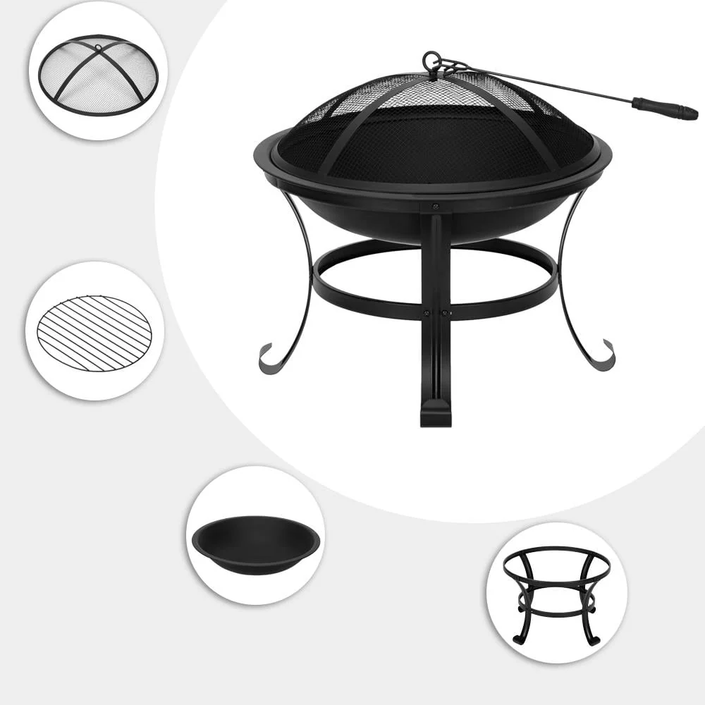 UBesGoo 32 Wood Burning Firepit Garden Square Fire Pit Stove Fire Bowl Patio Firepits Outdoor Black