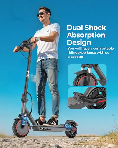 Electric Scooter with Seat, 500W Motor, 10" Solid Tires Electric Scooters for Adults & Teens, MAX 22Mph, 22 Miles Long Range
