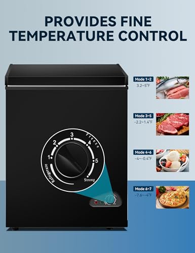 7.0 Cu Ft Chest Freezer - Energy Efficient & Quiet Mini Freezer with Adjustable Thermostat - Compact Deep Freezer for Home, Apartment, and Garage