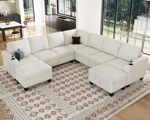 Belffin Modular Sectional Sofa Couch with Storage U Shape Convertible Corner Couches for Living Room Dark Grey Couch