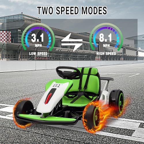 Kids Go Kart, Ride On Drift Kart with Dual 200W Motors, 24V Battery Powered Electric Drift Car, Outdoor 2-Speed Ride On Racing Toy for Boys Girls 6+