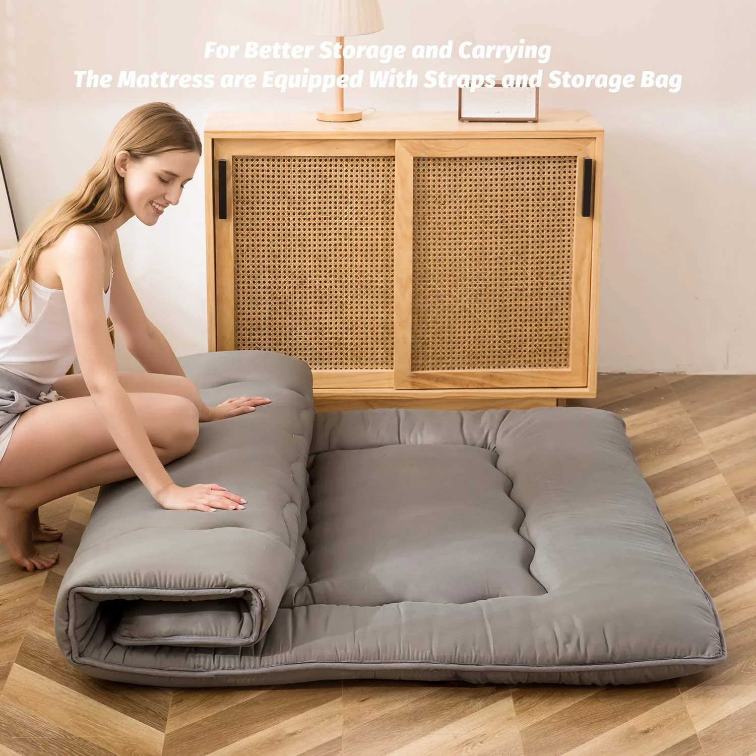Japanese Floor Mattress Futon Mattress, Memory Foam Futon Roll Up Guest Mattress Twin Size