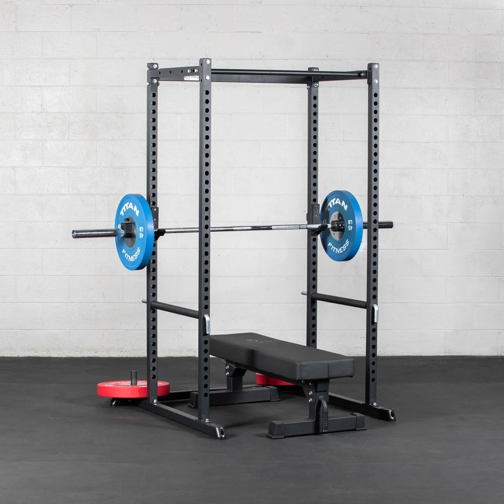 Titan Fitness T-2 Series Tall 83" Power Rack, 850 LB Rackable Capacity, Includes Skinny Pull Up Bar, Pin and Pipe Safeties, Standard J-Hooks