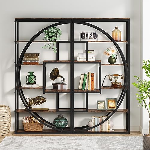 Tribesigns Bookshelf, Industrial 5-Tier Etagere Bookcase, 70.8 inch Tall Bookshelf with 8 Open Storage Shelf