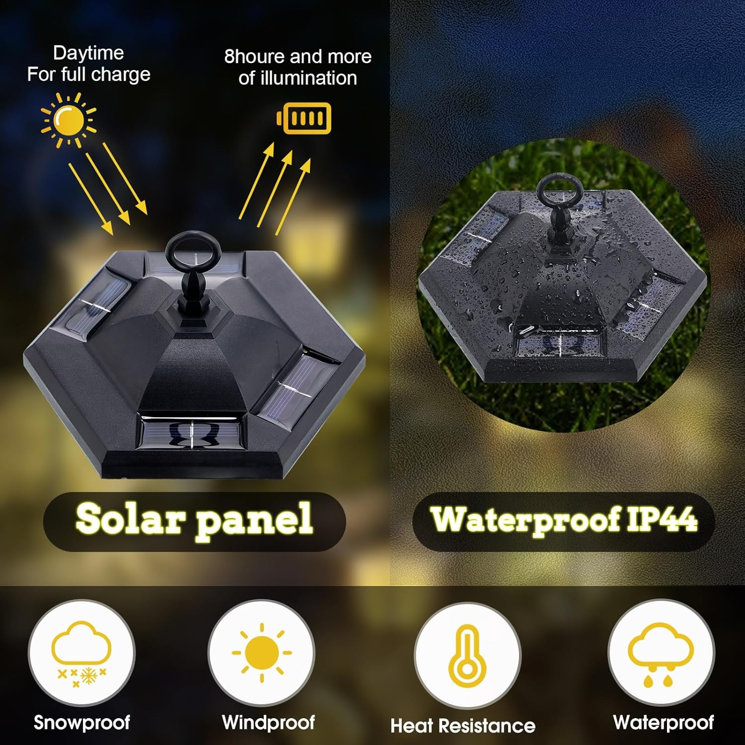 6 Pcs 32" Hanging Solar Lantern Lights with Dual Use Shepherd Hooks Outdoor LED Garden Lanterns Decorative Waterproof Pathway Hanging Lights Solar