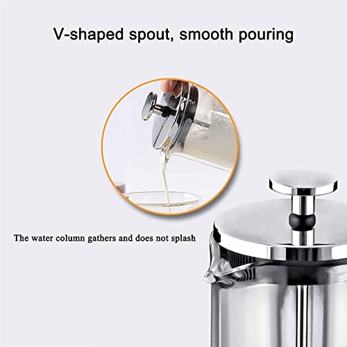 coffee machines French Press Coffee Maker with 3 Filters,304 Durable Stainless Steel Coffee Pot,Heat Resistant Borosilicate Glass Coffee Press