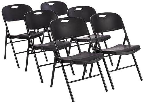 Amazon Basics Sturdy Foldable Plastic Chair, Portable, 350-Pound Capacity, White, 6-Pack