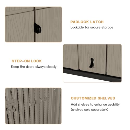 KINYING Outdoor Vertical Storage Shed,57 Cu.ft Outdoor Storage Cabinet Waterproof,Resin Sheds & Outdoor Storage Clearance for Garden,Patio,Backyard