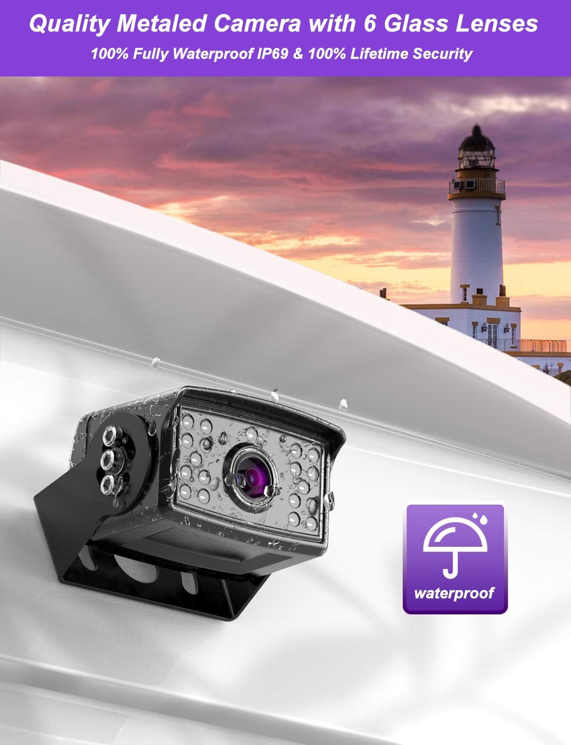 eRapta Backup Camera System with 10" Larger Monitor for Trucks Side/Front/Rear View Back Up Camera Vehicle Security System IP69 Waterproof 4 Cameras