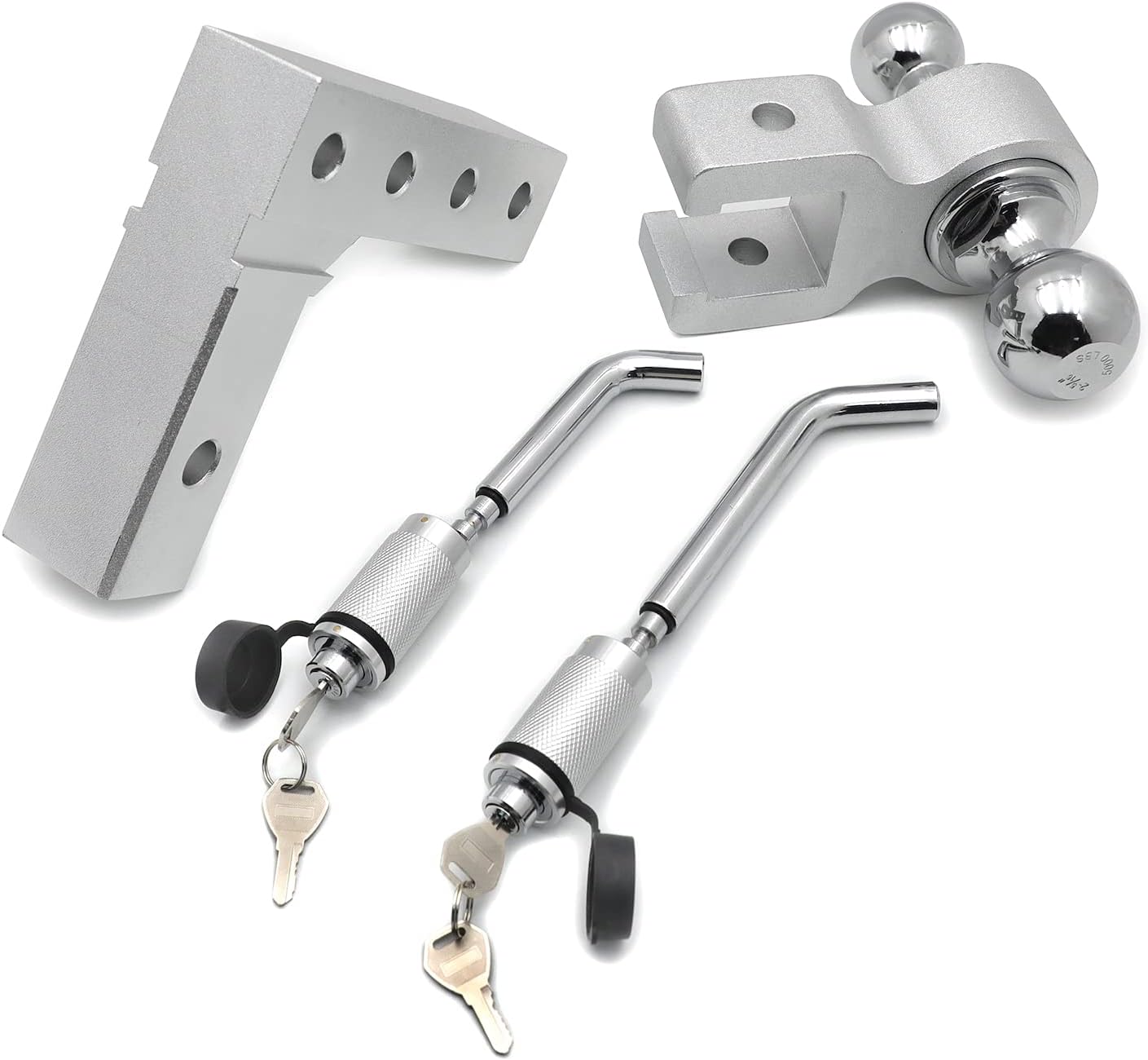 HTTMT- 2 Trailer Receiver Truck RV 6 Drop Adjustable Aluminum Tow Ball Hitch w/ Lock Key [P/N: ET-CAR-FIX009-SR]