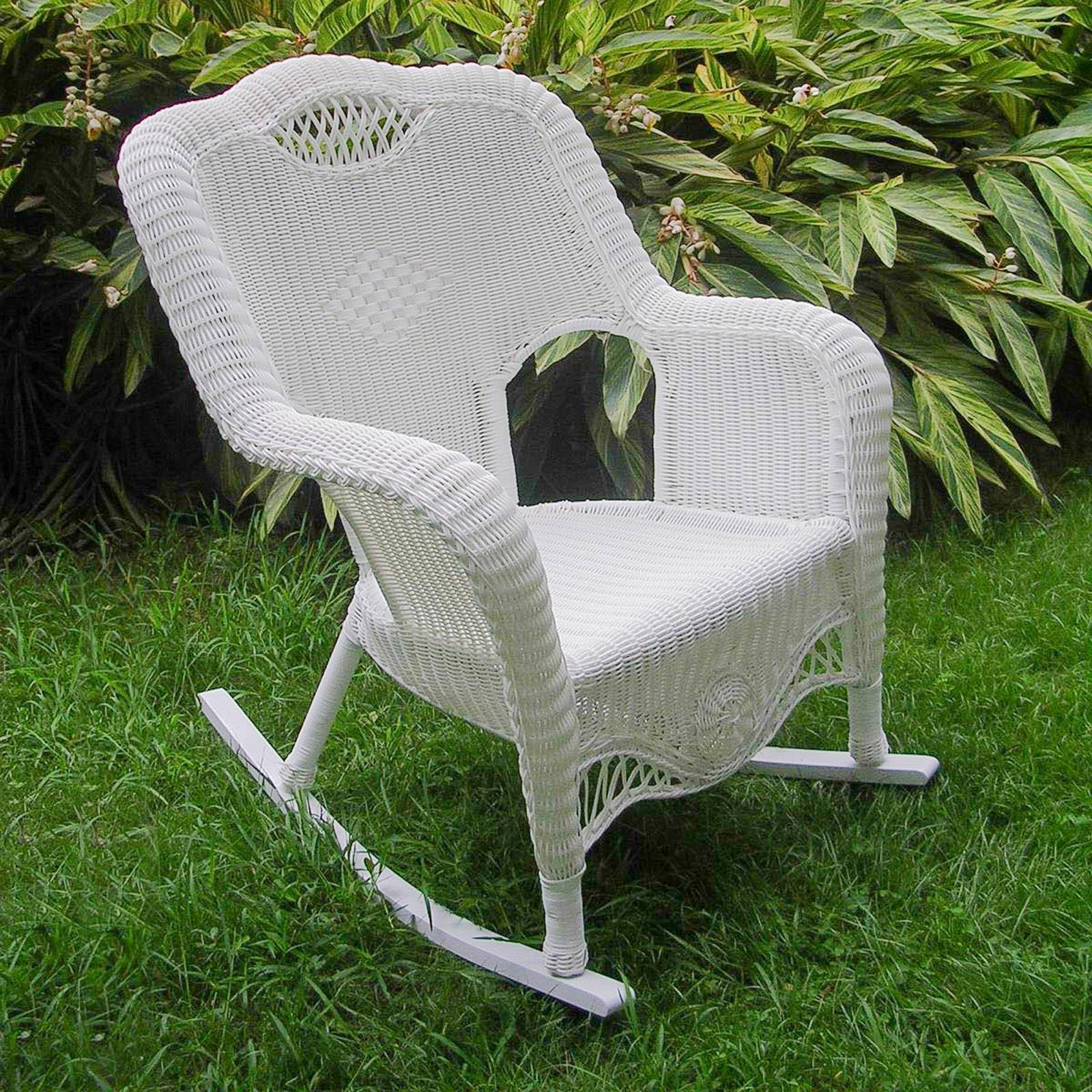 International Caravan Riviera Resin Wicker Outdoor Rocking Chair - White