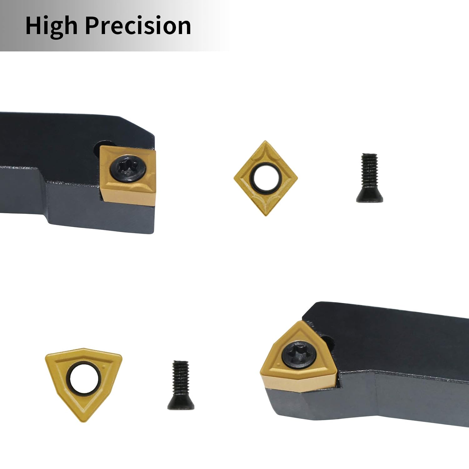 Indexable Lathe Turning Tool,1/2'' Shank 7 Pieces Carbide Turning Tool Set,Metal Lathe Tools Holder with Portable Case