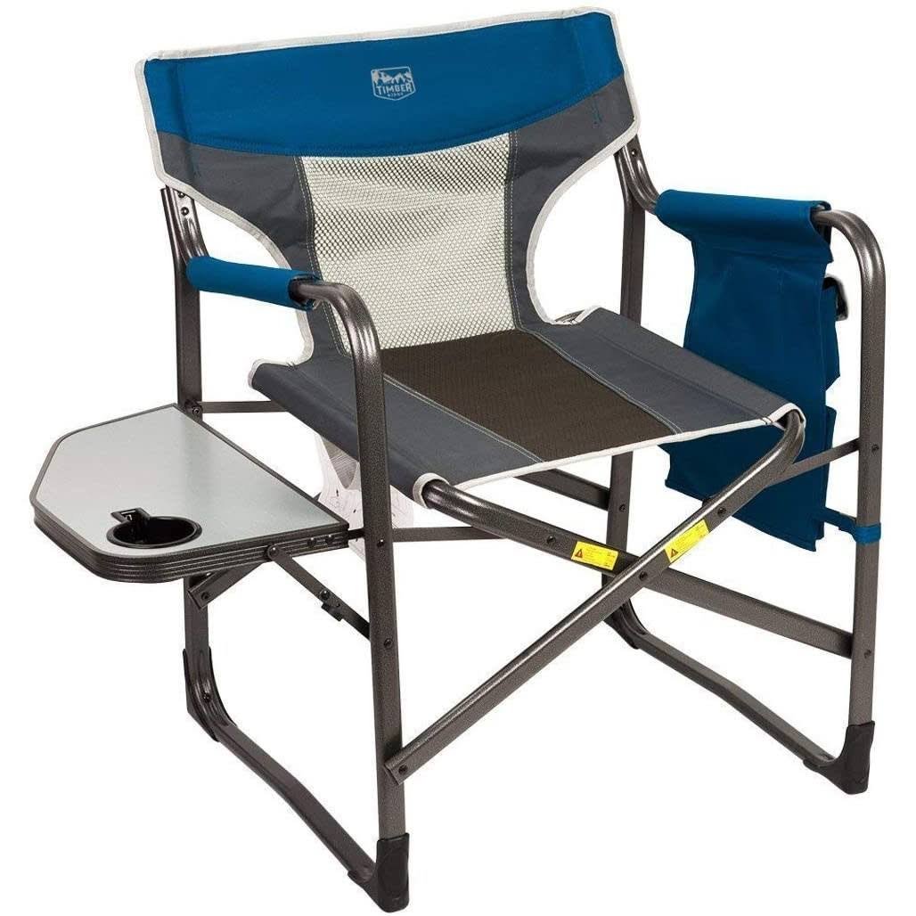 Timber Ridge Portable Folding Camping Directors Chair with Side Table (2 Pack) by VM Express