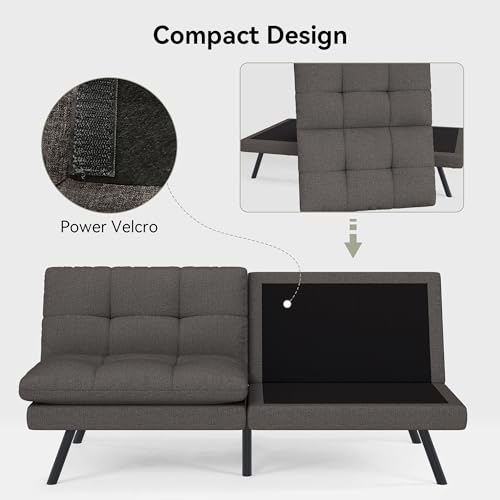 71" Convertible Futon Sofa,Faux Leather Futon Couch Bed,Sleeper Sofa Bed,Memory Foam Modern Folding Small Loveseat for Living Room,Office,Apartment