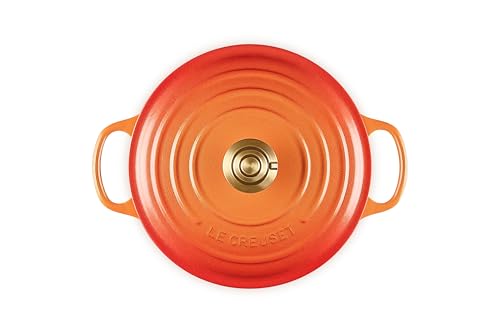 Le Creuset Enameled Cast Iron Signature Oval Dutch Oven, 15.5 qt., Flamme Doree with Crucible Knob