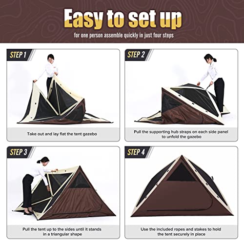 MASTERCANOPY 12x12FT Pop Up Gazebo Screen Tent - Instant Screen House with Netting, Quick Set, Outdoor Canopy Shelter with Carry Bag for Camping