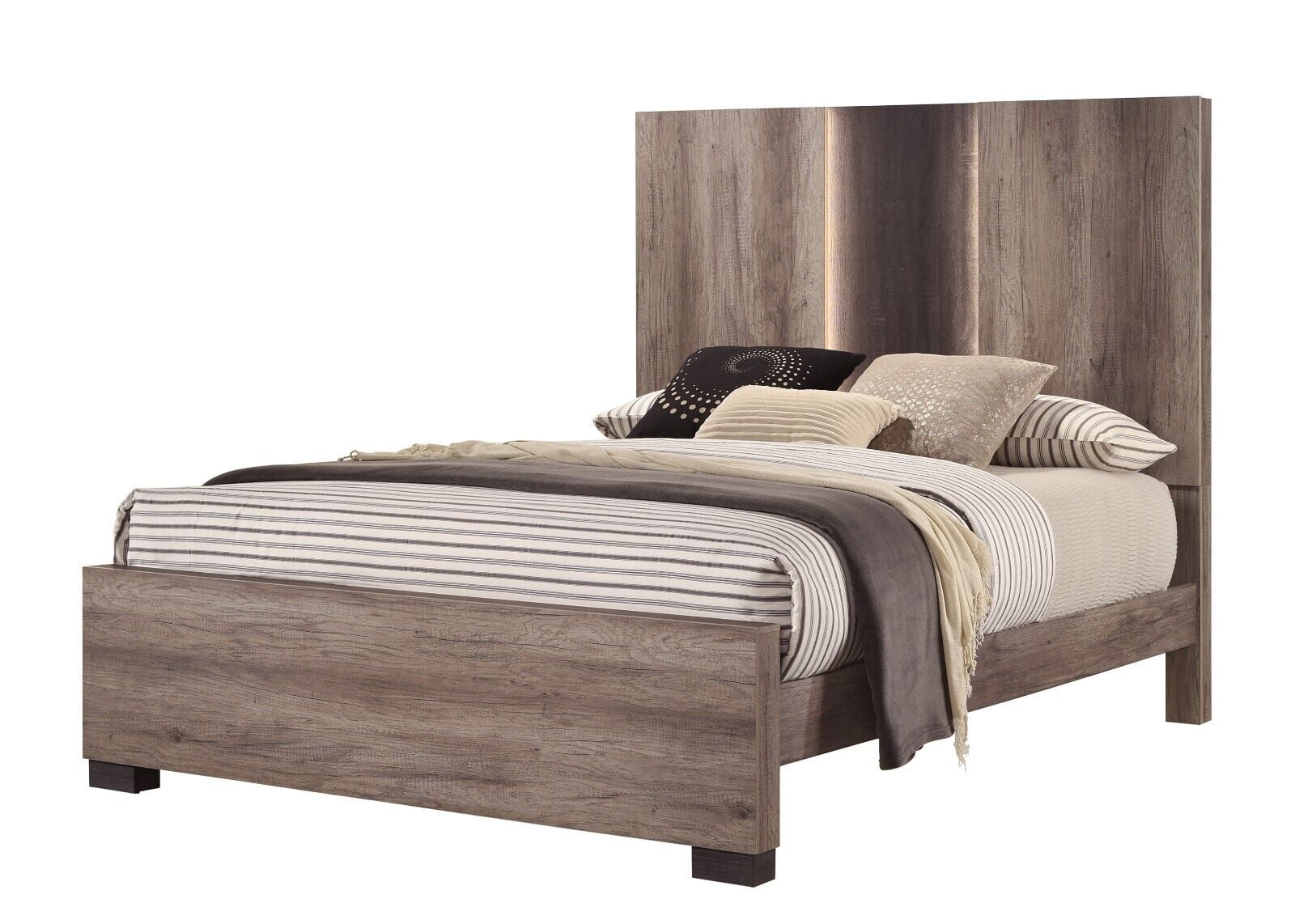 6Pc Beautiful Master Bedroom Suite Gray/Black Finish King Size Sleek Bed Set Solid Wood