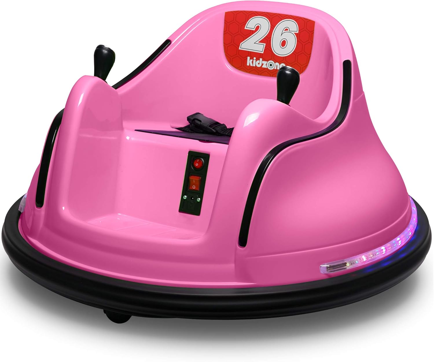 Kidzone DIY Sticker Race Car 6V Kids Toy Electric Ride On Bumper Car Vehicle with Remote Control, LED Lights & 360 Degree Spin, 2 Driving Modes