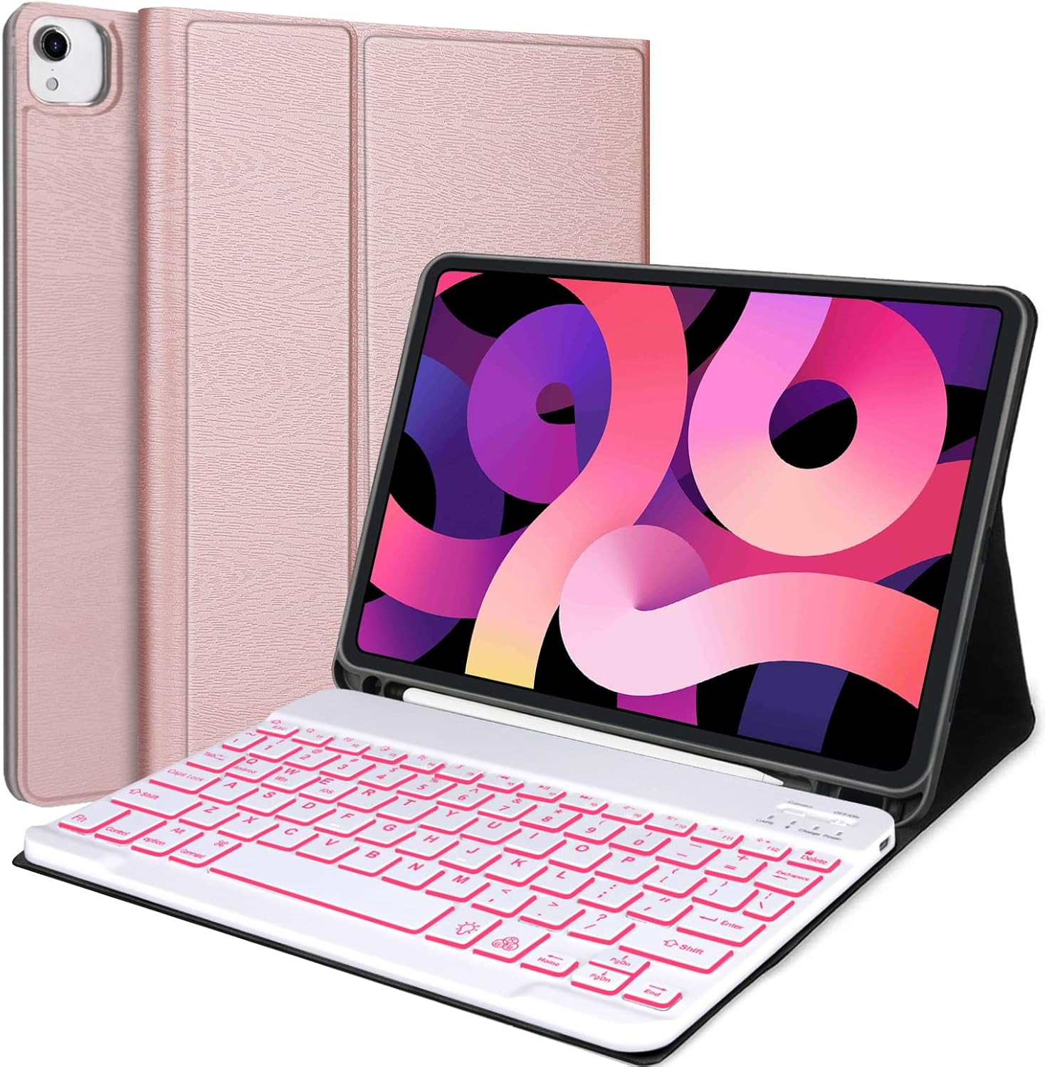 Touchpad iPad Air 5th Generation 10.9-inch 2022 Case with Keyboard, Magic Rainbow Keyboard with Pencil Holder