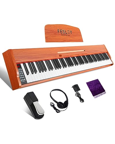 Fesley Weighted Piano Keyboard 88 Keys: Full Size Electric Keyboard Piano for Beginners, Portable 88 Key Keyboard with Daul Speaker,Sustain Pedal