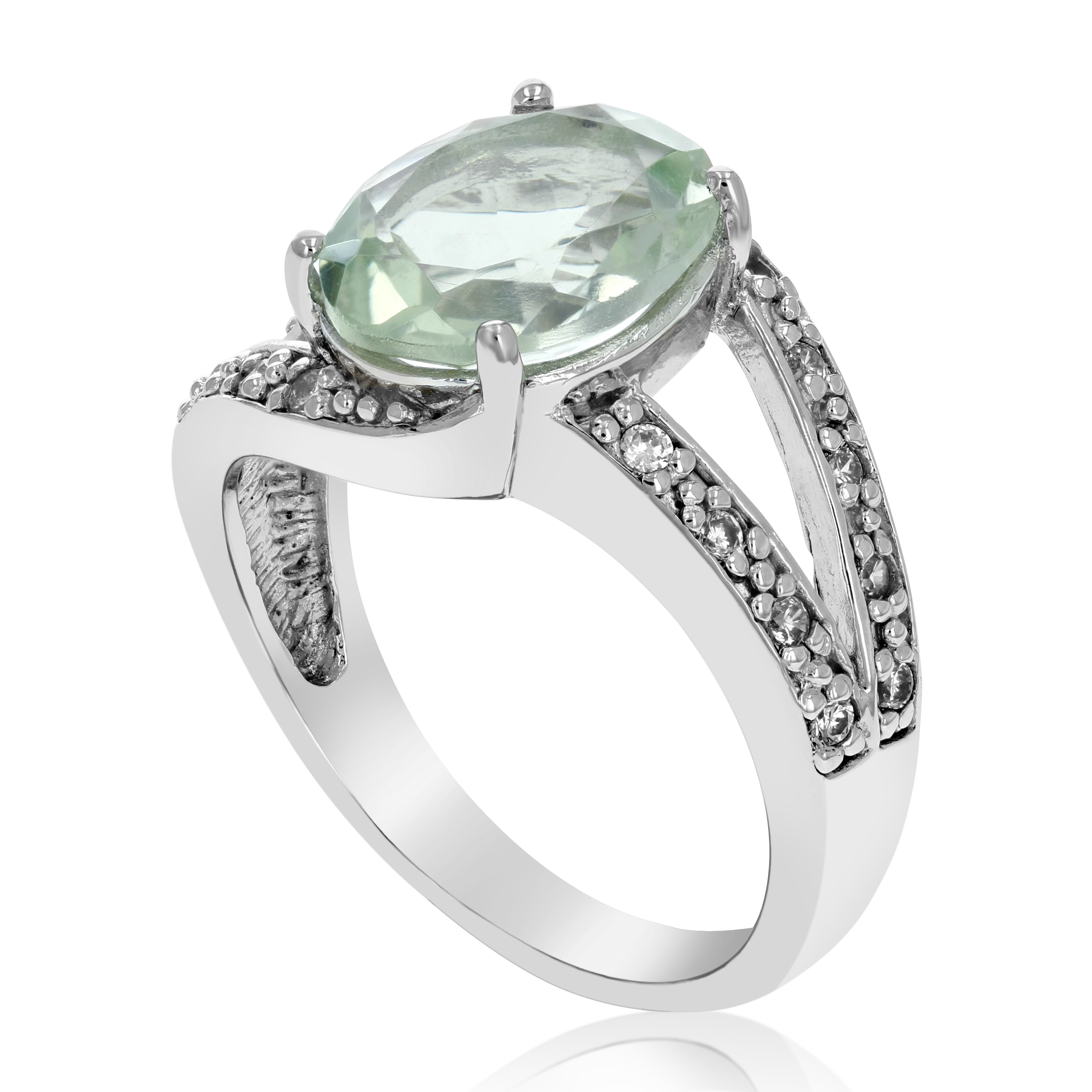 Vir Jewels 1.85 CTTW Green Amethyst Ring for Women in Sterling Silver Oval 10x8 MM Prasiolite