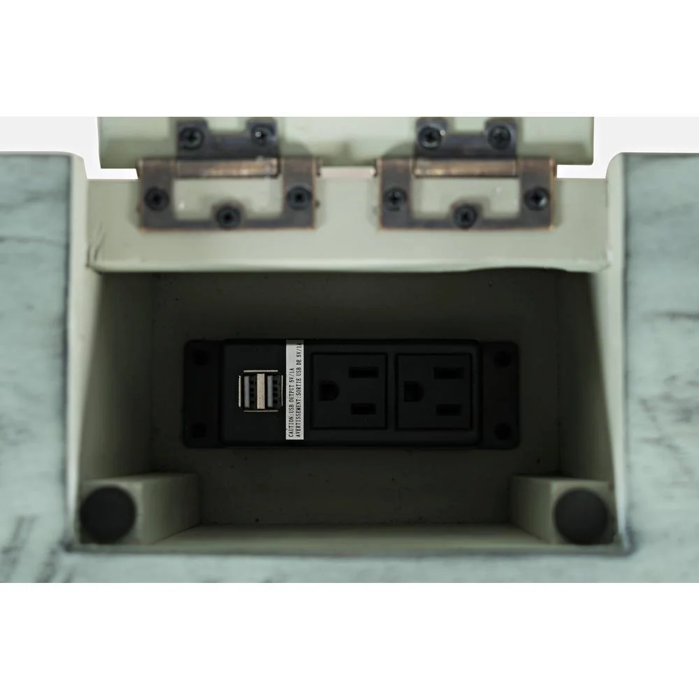 Jofran Rustic Shores Coastal Style Distressed Acacia USB Charging Desk