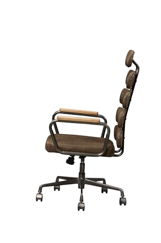ACME Furniture Calan Office Chair, Retro Brown Top Grain Leather
