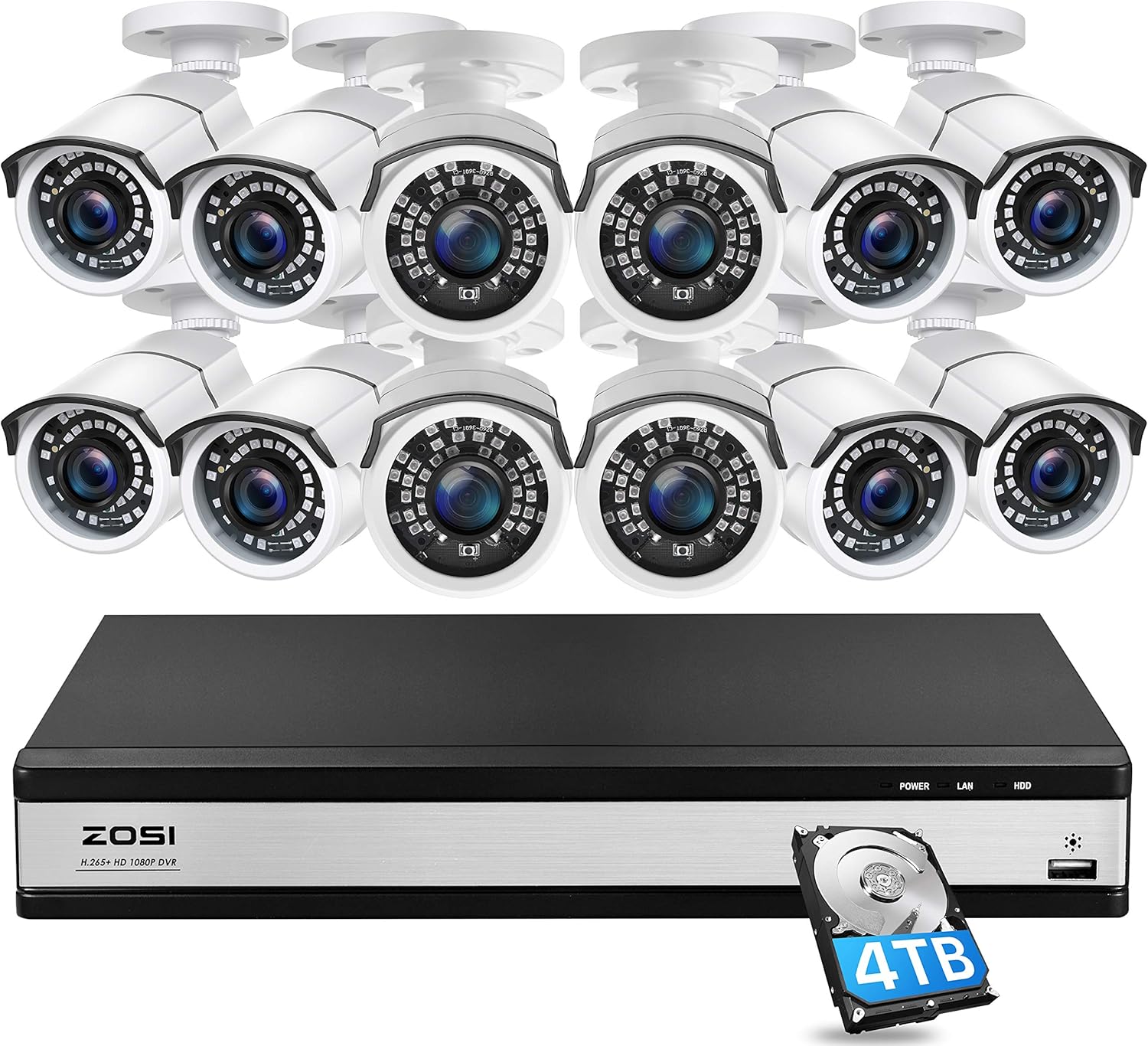 ZOSI H.265+ 1080p 16 Channel Security Camera System for Home
